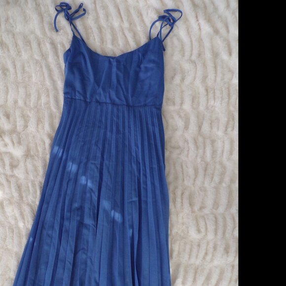 NWT Sezane blue Feminine Midi Dress 36 - Picture 2 of 8